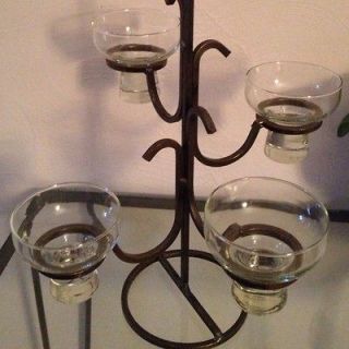 Candle Votive Tealight Holder Candelabra w/4 Glass Candle Holders EUC