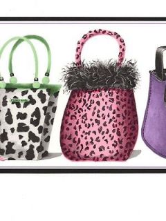 Border Animal Print Black Purple Pink Green Purses Leopard Handbags