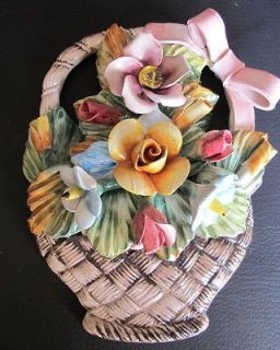 Beautiful Capodimente? Pastel Color Flowers in Basket Wall Plaque