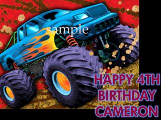 MONSTER TRUCK Edible CAKE Decoration Image Icing Topper Party Supply