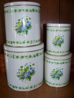 BALLONOFF made USA retro 70s kitchen canister set 8 piece floral print