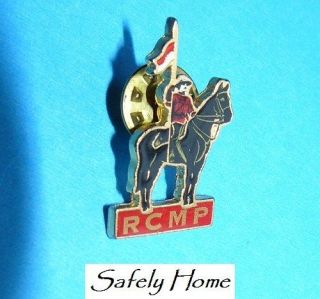 Enameled Ottawa Canadian Mountie on Black Horse Lapel Hat Pin