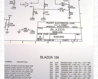 Peavey Blazer 158 Amplifier Parts List and Schematic