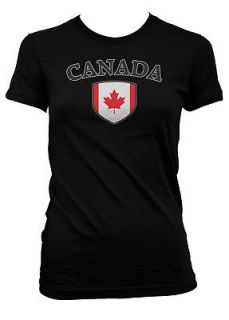 Canada Country Flag Shield Girls T Shirt Canadian Pride
