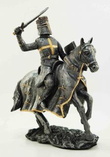 Templar Knight On Horse Statue Royal Elite Calvary Steed Crusader