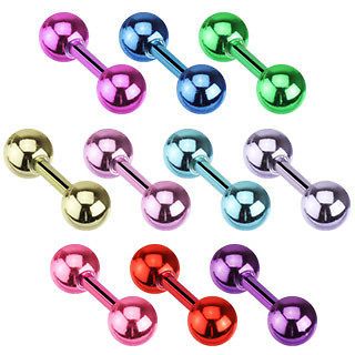 Neon Plated Over 316L Surgical Steel Tragus Barbell Cartilage Piercing