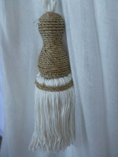 Balinese Natural Cotton String Curtain Canopy Tie Backs Tassel 1 pair