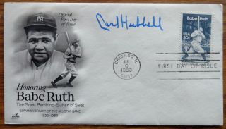 Carl Hubbell 1983 Babe Ruth First Day Cover Auto Signature New York