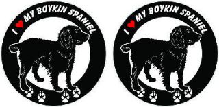 love my Boykin Spaniel dog ROUND bumper vinyl stickers decals 4 x 4