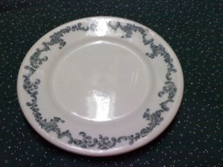 Greenwood China plate painted scroll pattern bluegreen used