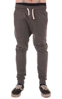 MENS CARROT FIT TWISTED CUFFED HEM DROP CROUCH SKINNY JOGGERS CHARCOAL