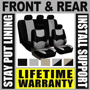 BLACK COMPLETE FULL CAR SEAT COVERS SET   OEM Solid Rear Truck SUV F13