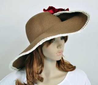 R10 Adorable Big Flower Floppy Straw Super Wide Brim Summer Beach Hat