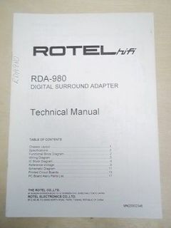 Rotel Service/Techni cal Manual~RDA 980 Digital Surround Adapter