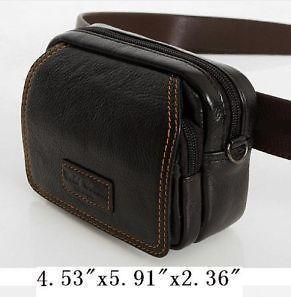 Waist/Fanny Bags Pack Mobile Genuine Leather Pocket Belt Loops Black