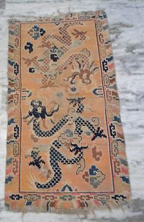 1870s Antique Tibet wool Rug Carpets Chinese Dragon 3x5 wool on wool