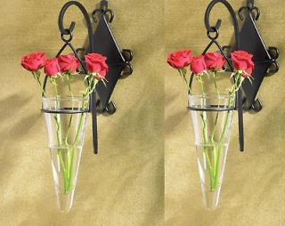 Pendant HANGING Sconce WALL mount flower VASE candle holder PAIR