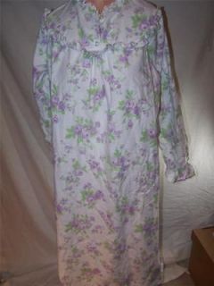 Night Gown Nightgown White Purple Lingerie Medium Cascade Blues Cotton