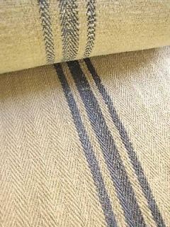 Vintage STAIR RUNNER HEMP carpet rug blue striped