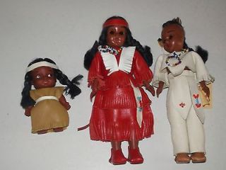 Indian Dolls in Leather Outfits  2 Tagged Carlson Dolls