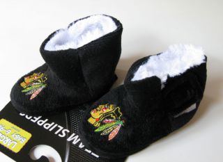 CHICAGO BLACKHAWKS FUZZY HIGH BOOT BABY SLIPPERS ALL SIZES