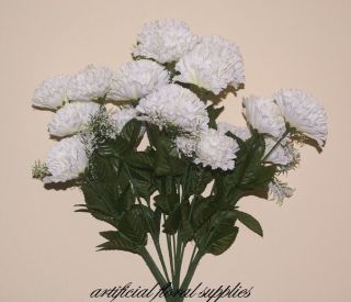 18 head artificial silk carnation flowers bush CHOICE OF COLOUR