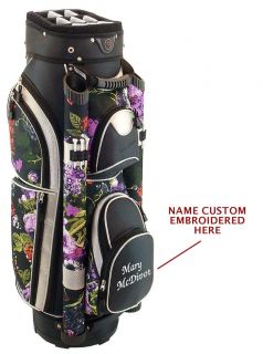 EMBROIDERED Hunter NuSport Eclipse Cart Golf Bag   Black & Floral