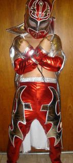 WWE SIN CARA RED OUTFIT FANCY DRESS COSTUME UP WRESTLING MASK PANTS
