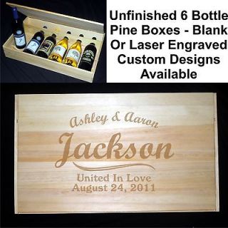 Personalized Wood Wine Boxes Custom Engraved Pine Wedding Anniversary