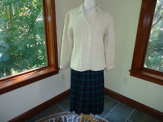 Blue & GREEN Plaid Wool Pleated Skirt Womens US 10 VTG MINT COND FREE