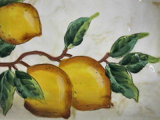 Rustic Lemon Hand Painted Square Ceramic Art Plate Dish Decorative
