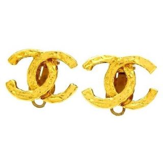 Authentic vintage Chanel stud earrings pink CC logo plastic double C