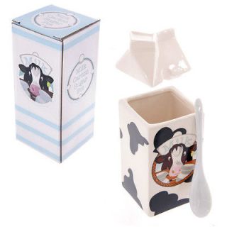 Cow Patterned Milk Churn Kitchenware Ceramic Ideal Kitchen Gifts NEW