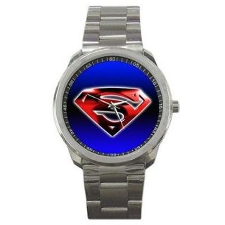 Cool Design, Superman, Sport Metal Watch w/ Stainless Steel Band