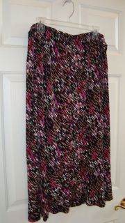 Sag Harbor Black/Pink Multi Colored Design Poly/Spandex Stretch Skirt