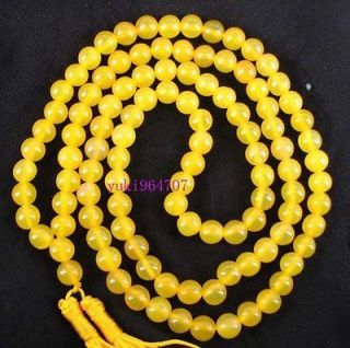 Charming*108 Tibetan Buddhist Yellow jade Prayer Beads