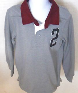 GAP KIDS Boys Gray & Burgundy Rugby Shirt XS(4 5) M(8) XL(12)