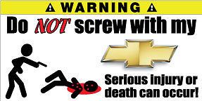 Chevrolet Camaro Funny Pair Warning Sticker Decals 2 x Avalanche ZL1