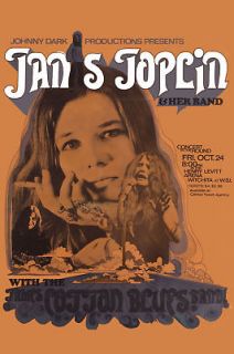 Rock & Blues Janis Joplin & James Cotton at Witchita Poster Circa
