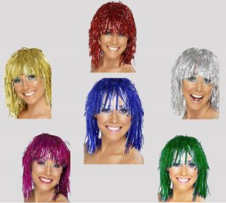 Charity Run TINSEL WIGS Red Blue Green Pink Silver Gold