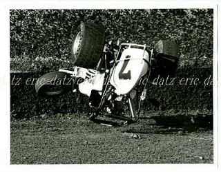 1980 Photo~USAC/CRA Sprint Car, dirt track racing, #7 Ron Rea upside