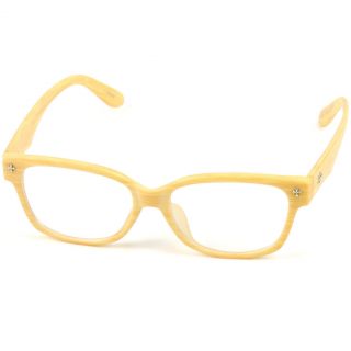 UV 400 Unisex Fake Clear Lens Nerd Eyeglasses Faux Wood Birch Yellow