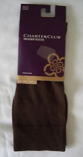 NEW CHARTER CLUB LADIES TROUSER SOCKS BROWN CHOCOLATE COLOR SHOES SZ 6