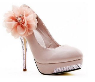 Hot Romantic Flower Platform Pumps Stilettos High Heels Wedding Shoes