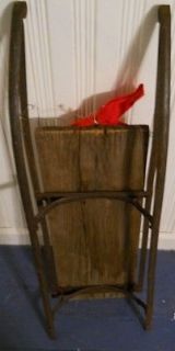 Antique Vintage Early 20th Century Wood Sled w/Steel Runners