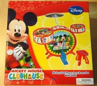 Mickey Mouse Clubhouse Jazz Children Kids Drum Set Kit + Stool NIB