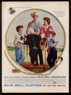 1959 rodeo cowboy Jim Shoulders & family photo Wrangler blue jeans