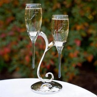 Wedding Toasting Flutes Raindrop Champagne Glasses Swirl Base