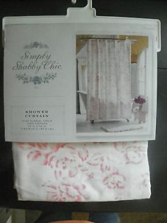 SIMPLY SHABBY CHIC SHOWER CURTAIN PINK FLORAL TOILE  BRAND NEW FREE