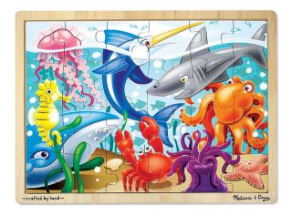 Kids Wooden Jigsaw Puzzles NEW Melissa & Doug Ocean Sea Shark Fish 24